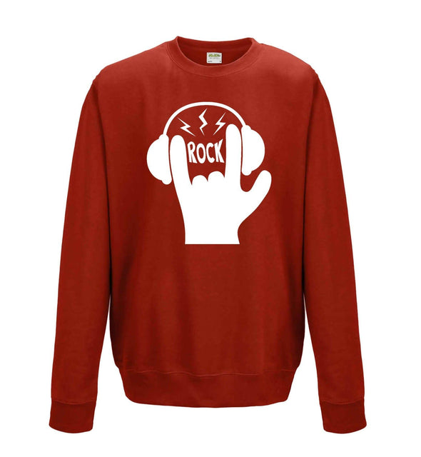 Rock Hand Symbol Printed Sweatshirt - Mr Wings Emporium 