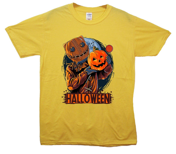 Scarecrow Halloween Pumpkin Printed T-Shirt - Mr Wings Emporium 