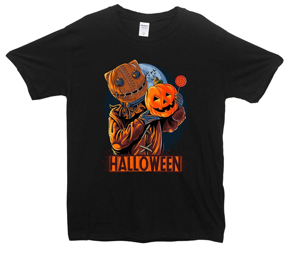 Scarecrow Halloween Pumpkin Printed T-Shirt - Mr Wings Emporium 