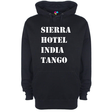 Sierra Hotel Indigo Tango Phonetic Alaphabet Printed Hoodie - Mr Wings Emporium 