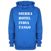 Sierra Hotel Indigo Tango Phonetic Alaphabet Printed Hoodie - Mr Wings Emporium 