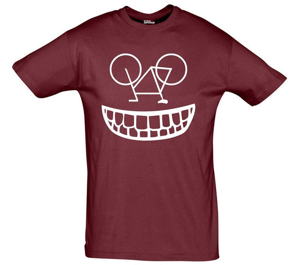 Smiling Cyclist Upsidedown Bike Printed T-Shirt - Mr Wings Emporium 