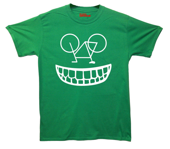 Smiling Cyclist Upsidedown Bike Printed T-Shirt - Mr Wings Emporium 