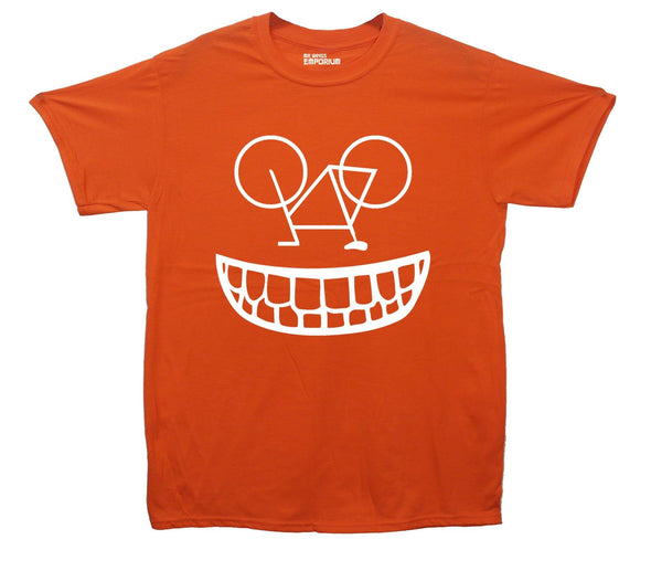 Smiling Cyclist Upsidedown Bike Printed T-Shirt - Mr Wings Emporium 