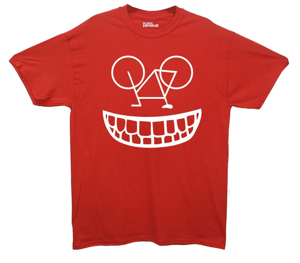 Smiling Cyclist Upsidedown Bike Printed T-Shirt - Mr Wings Emporium 