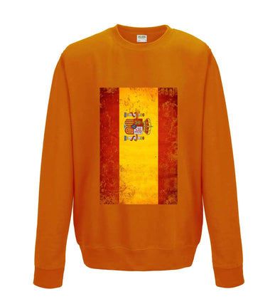 Spain Distressed Flag Printed Sweatshirt - Mr Wings Emporium 