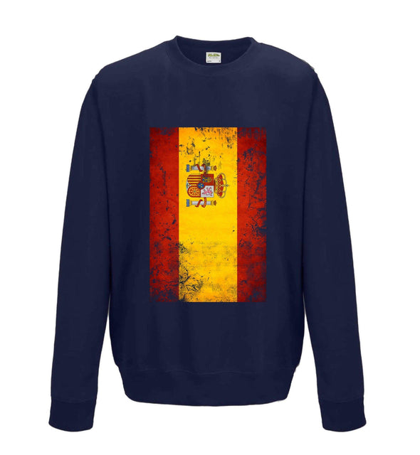 Spain Distressed Flag Printed Sweatshirt - Mr Wings Emporium 