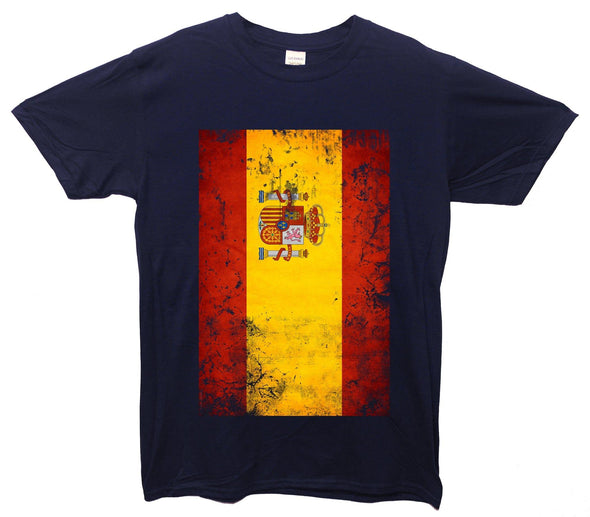 Spain Distressed Flag Printed T-Shirt - Mr Wings Emporium 