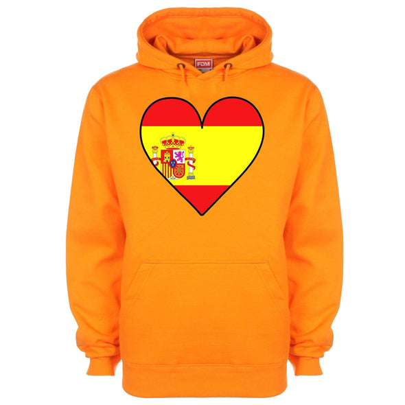 Spain Flag Heart Printed Hoodie - Mr Wings Emporium 