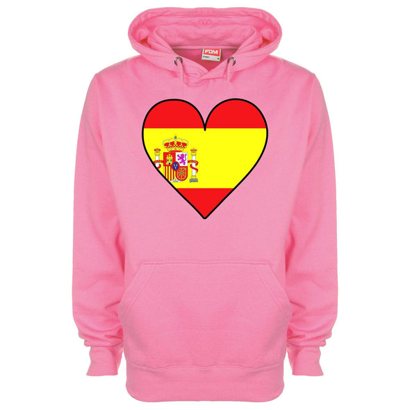 Spain Flag Heart Printed Hoodie - Mr Wings Emporium 