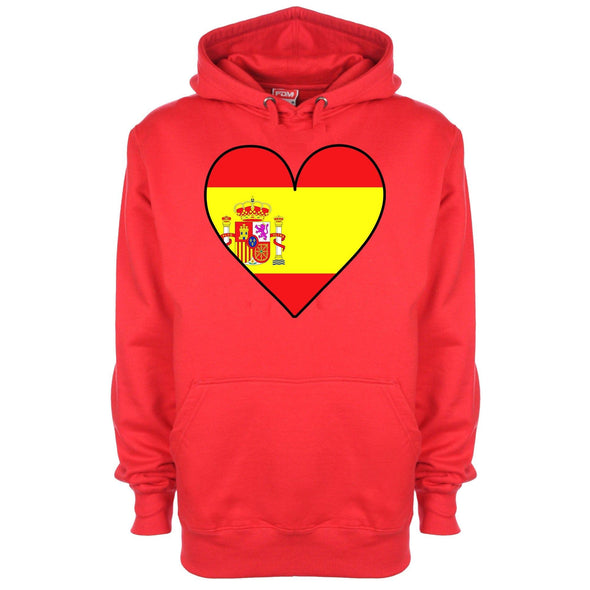 Spain Flag Heart Printed Hoodie - Mr Wings Emporium 