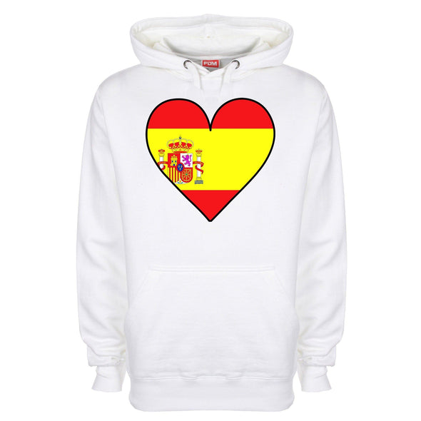Spain Flag Heart Printed Hoodie - Mr Wings Emporium 
