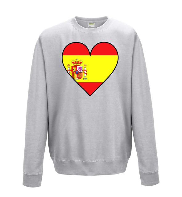 Spain Flag Heart Printed Sweatshirt - Mr Wings Emporium 
