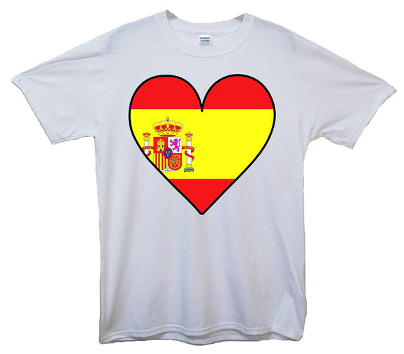 Spain Flag Heart Printed T-Shirt - Mr Wings Emporium 