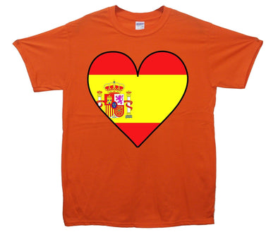 Spain Flag Heart Printed T-Shirt - Mr Wings Emporium 