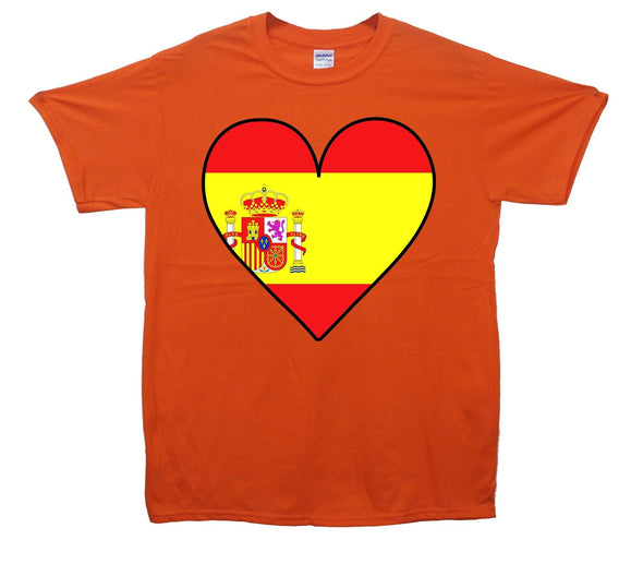 Spain Flag Heart Printed T-Shirt - Mr Wings Emporium 