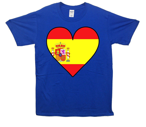 Spain Flag Heart Printed T-Shirt - Mr Wings Emporium 