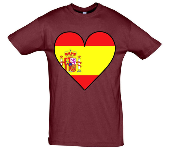 Spain Flag Heart Printed T-Shirt - Mr Wings Emporium 