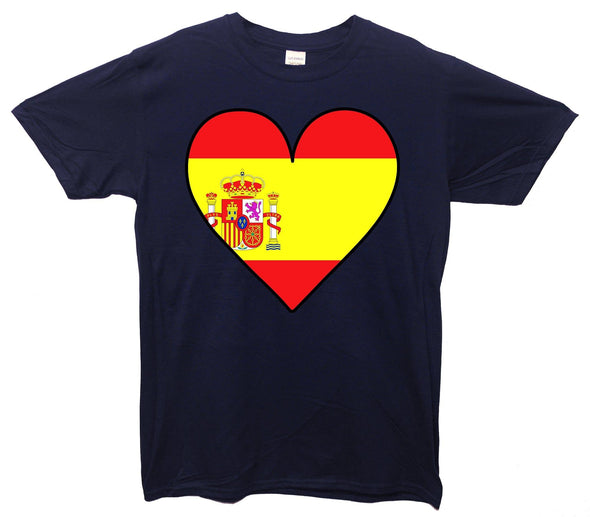 Spain Flag Heart Printed T-Shirt - Mr Wings Emporium 