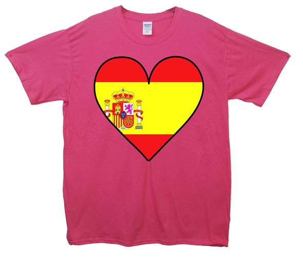 Spain Flag Heart Printed T-Shirt - Mr Wings Emporium 