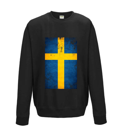 Sweden Distressed Flag Printed Sweatshirt - Mr Wings Emporium 