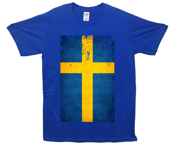 Sweden Distressed Flag Printed T-Shirt - Mr Wings Emporium 