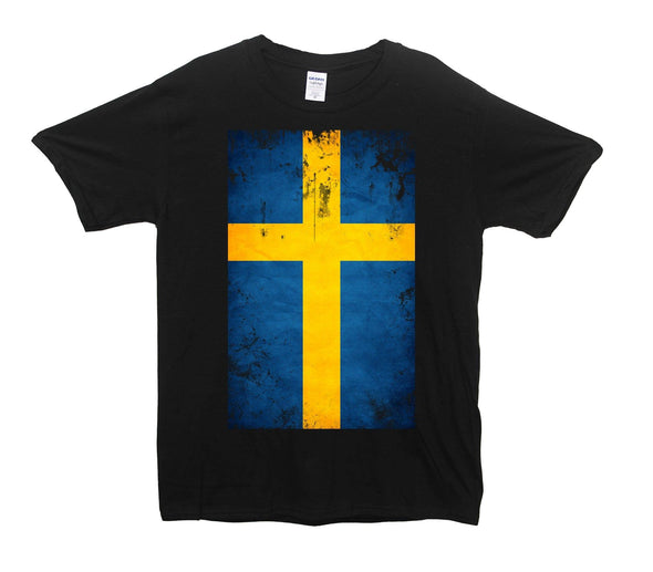 Sweden Distressed Flag Printed T-Shirt - Mr Wings Emporium 