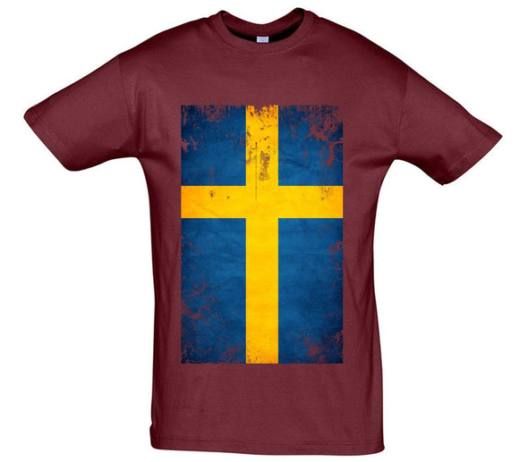 Sweden Distressed Flag Printed T-Shirt - Mr Wings Emporium 