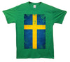 Sweden Distressed Flag Printed T-Shirt - Mr Wings Emporium 