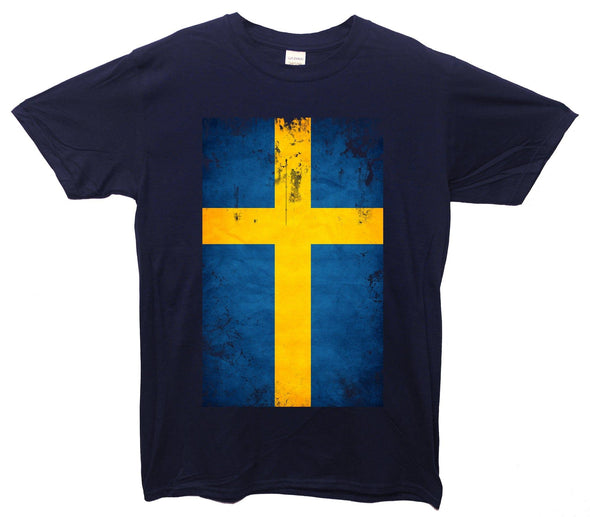 Sweden Distressed Flag Printed T-Shirt - Mr Wings Emporium 