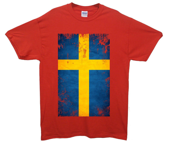 Sweden Distressed Flag Printed T-Shirt - Mr Wings Emporium 