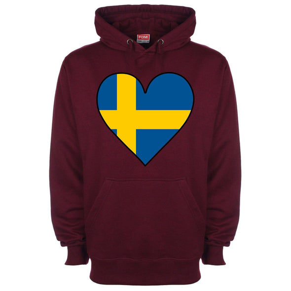 Sweden Flag Heart Printed Hoodie - Mr Wings Emporium 