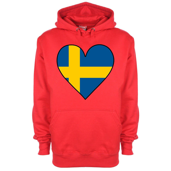 Sweden Flag Heart Printed Hoodie - Mr Wings Emporium 