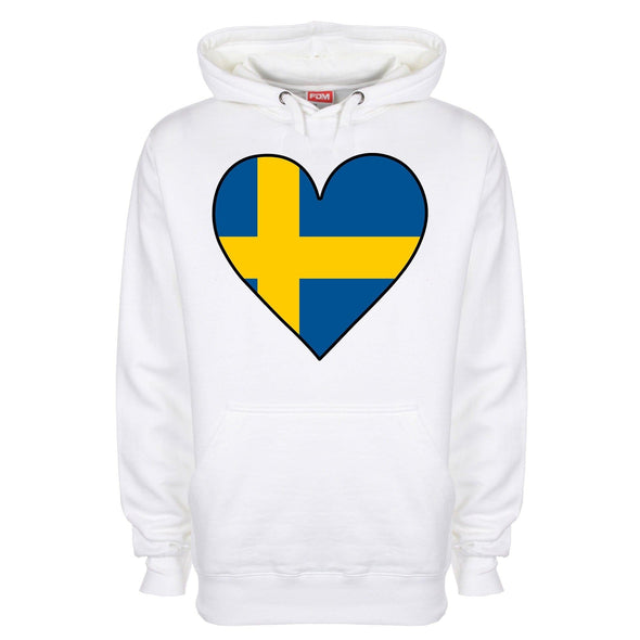 Sweden Flag Heart Printed Hoodie - Mr Wings Emporium 