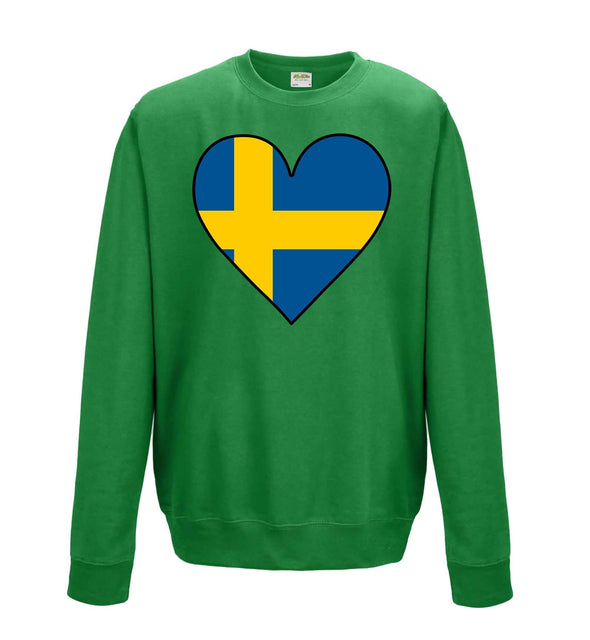 Sweden Flag Heart Printed Sweatshirt - Mr Wings Emporium 