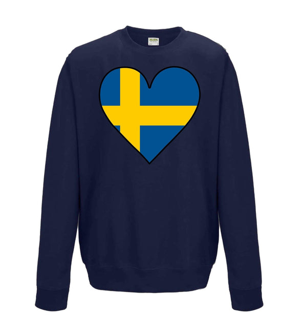 Sweden Flag Heart Printed Sweatshirt - Mr Wings Emporium 