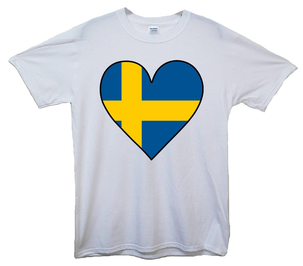 Sweden Flag Heart Printed T-Shirt - Mr Wings Emporium 