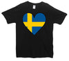 Sweden Flag Heart Printed T-Shirt - Mr Wings Emporium 
