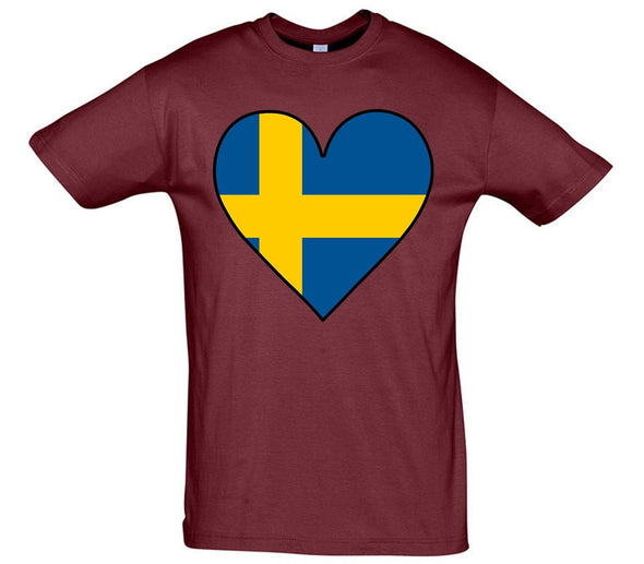 Sweden Flag Heart Printed T-Shirt - Mr Wings Emporium 