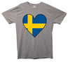 Sweden Flag Heart Printed T-Shirt - Mr Wings Emporium 