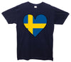 Sweden Flag Heart Printed T-Shirt - Mr Wings Emporium 