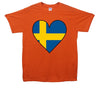 Sweden Flag Heart Printed T-Shirt - Mr Wings Emporium 