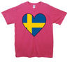 Sweden Flag Heart Printed T-Shirt - Mr Wings Emporium 