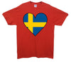 Sweden Flag Heart Printed T-Shirt - Mr Wings Emporium 