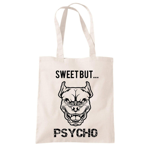 Sweet But Psycho Dog Printed Tote Bag - Mr Wings Emporium 