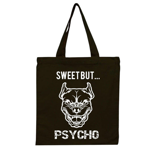 Sweet But Psycho Dog Printed Tote Bag - Mr Wings Emporium 