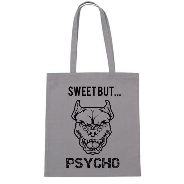 Sweet But Psycho Dog Printed Tote Bag - Mr Wings Emporium 
