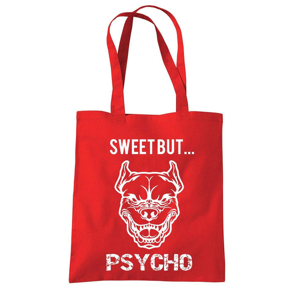 Sweet But Psycho Dog Printed Tote Bag - Mr Wings Emporium 