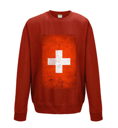 Switzerland Distressed Flag Printed Sweatshirt - Mr Wings Emporium 