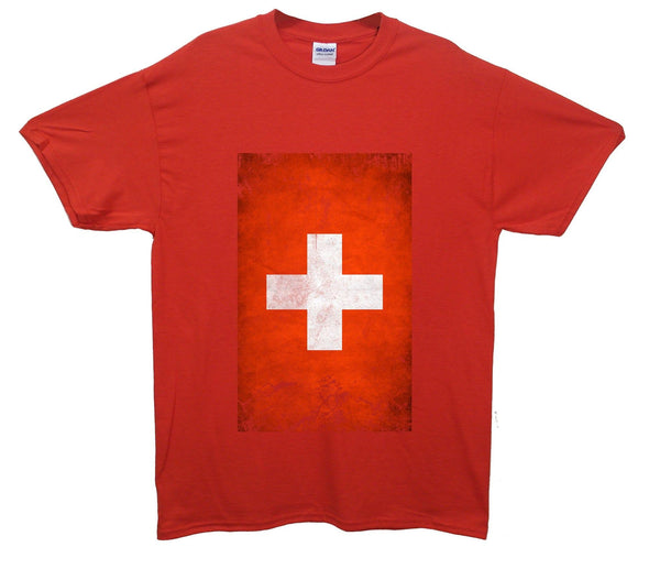 Switzerland Distressed Flag Printed T-Shirt - Mr Wings Emporium 